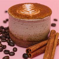 Cannella Latte · cinnamon-infused organic vanilla latte, with a doubleshot of espresso and steamed milk.