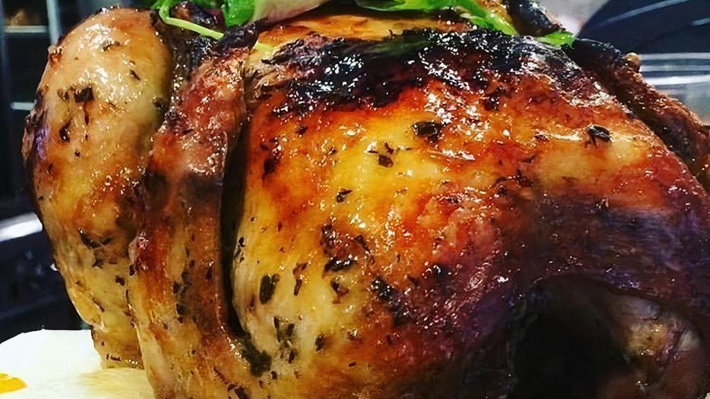 Full Rotisserie Chicken · SERVED WITH CHOICE OF SMALL PLATE OR SIDE SALAD