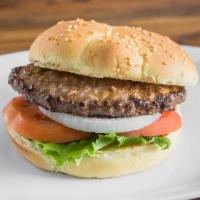 Hamburger · 1/4 lb Natural Beef Patty, Lettuce, Tomato, Onion, Pickle and house Sauce on a Sesame Bun.  ...