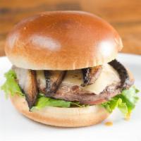Mushroom & Swiss · 1/4 lb Natural Beef Patty, sliced portobello mushroom, swiss cheese, lettuce, tomato, onion,...
