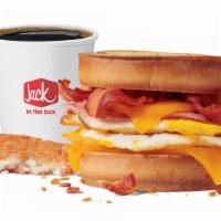 Grilled Sourdough Cheddar Sandwich Combo · Includes hash browns and your choice of a large drink.