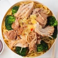 Shredded Chicken Yakisoba Noodle Bowl · Our Locally made yakisoba noodles and veggies sauteed in our TLG house sauce topped with you...