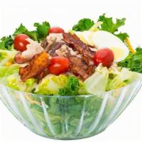 Chicken Bacon Salad  · There are no substitutions to this salad. Lettuce, Shredded Cheese, Chicken Breast Strips, B...