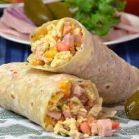 Ham & Egg Burrito · includes pico de gallo and cheese.