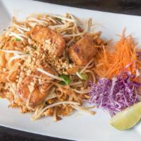 Pad Thai Noodle · Rice stick noodle with tamarind sauce, dried tofu, egg, bean sprout scallion, lime topped wi...