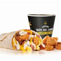 Big Country® Breakfast Burrito Combo · Sausage, ham, bacon bits, scrambled eggs, warm sausage gravy, Hash Rounds®, and shredded che...