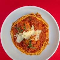 Spaghetti Classico With Meatballs · Spaghetti in our famous homemade meat sauce served with homemade meatballs.