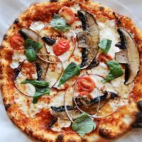 Verdure Pizza · House marinara, garlic, five cheeses, grape tomatoes, kalamata olives, Portobello mushrooms,...