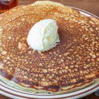 Sour Cream Flapjacks (2) (V). · Pure maple syrup, butter