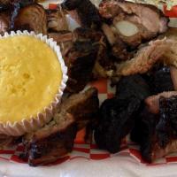 Pork Rib Tips 12 Oz. · comes with 2 sides, corn muffin and drink.