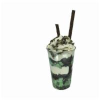 Mint Fudge Brownie · Layers of mint choc chip ice cream, brownies, hot fudge and whipped cream with Andes mint an...