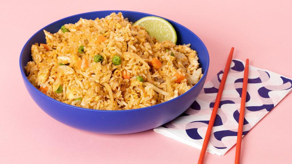Fried Rice · Bok choy, cabbage, bean sprouts, green peas, carrots, and green onions.