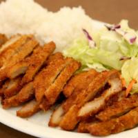 Chicken Katsu Teriyaki · Chicken Katsu Teriyaki with Steamed Rice and Steamed Veggies.