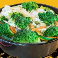 Veggie Bowl · Stir fried veggies broccoli, carrots, onion, zucchini, and cabbage with your choice of rice ...