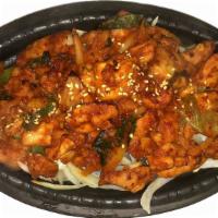 #20. Spicy Chicken Bulgogi · Marinated with spicy sauce and broiled chicken.