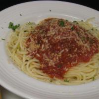 Bambino Pasta · Choice of pasta and sauce, served with a meatball or sausage link