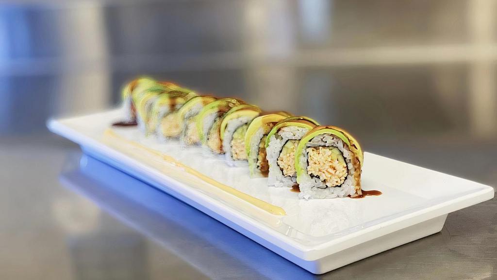 Rookie Roll · Spicy crab cucumber w/ sliced avocado on top