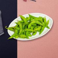 Edamame · Steamed soy beans with soy sauce.