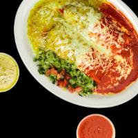 2 Cheese Enchiladas · 2 cheese enchiladas with your choice of red or green sauce (or both 