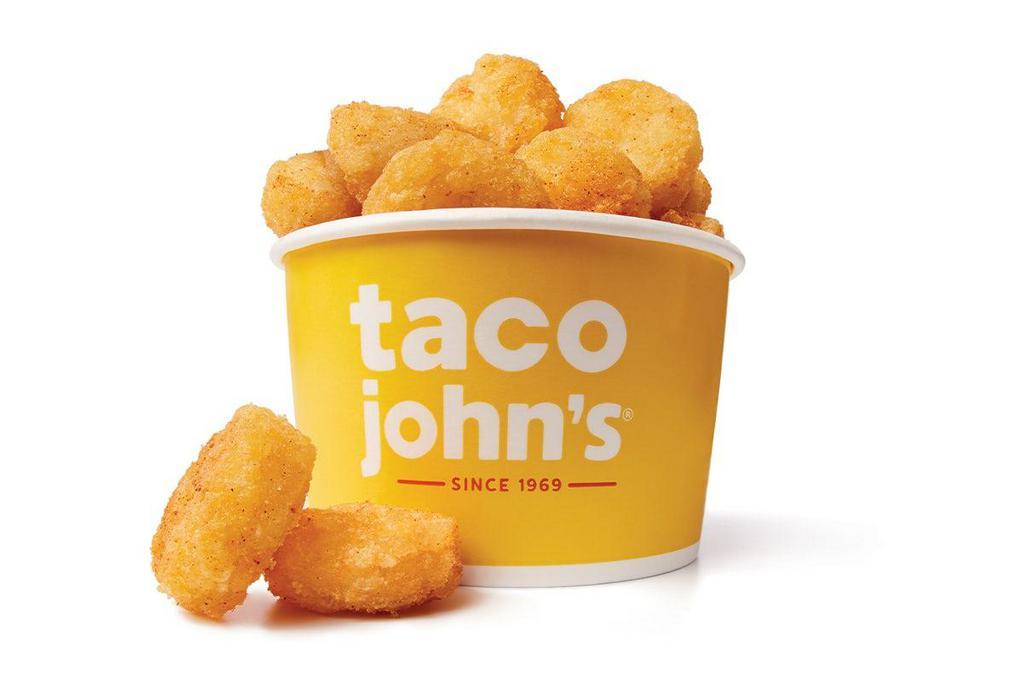 Potato Olés® · Mmm Crispy Potato Rounds. Cooked hot and fresh, sprinkled with our signature Bold Spices. . Complete your flavor experience by dipping them into Nacho Cheese, Sour Cream, or Guacamole.. Come Olé the Day®  at Taco John's®!