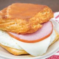 Canadian Bacon Egg & Cheese On A Croissant · 