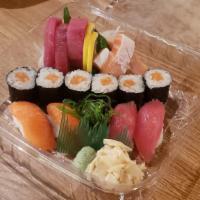 Tekka & Sake Box · Sake maki, two pieces tuna and  two pieces salmon nigiri three pieces tuna and three pieces ...