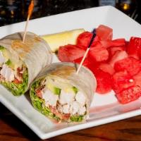 Chicken Bacon Avocado Wrap · Your choice of grilled or breaded chicken with romaine lettuce, tomato, bacon, fresh avocado...
