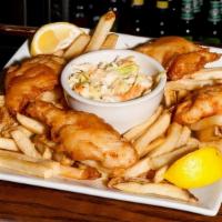 Harp’S Fish & Chips · Fresh Atlantic cod, hand battered and golden fried in our Harp beer batter. Served with frie...
