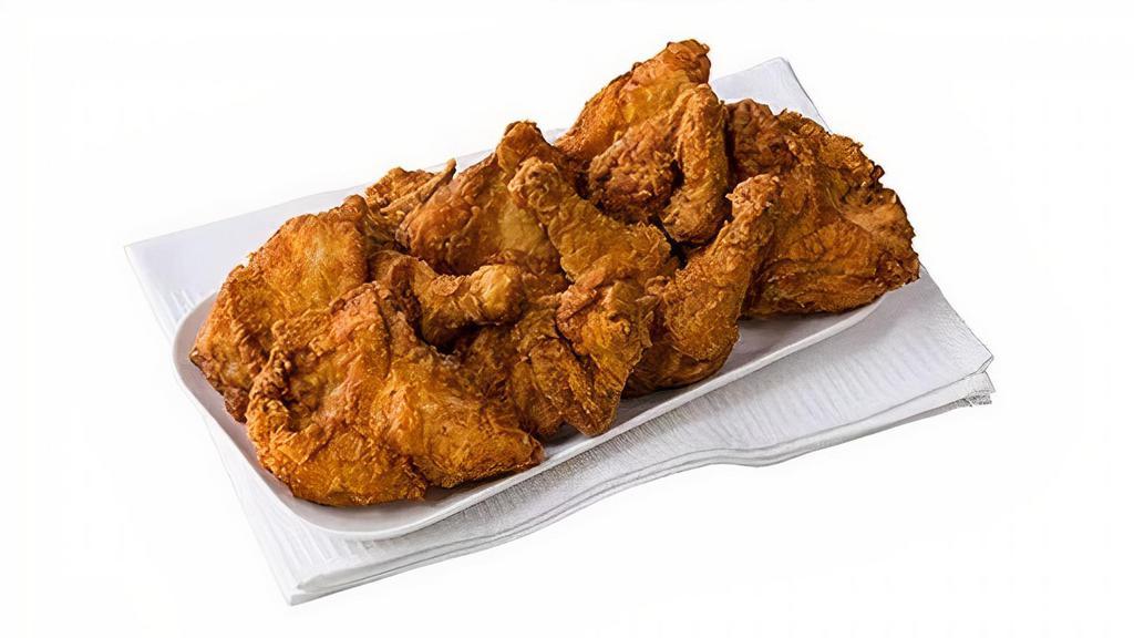 Fried Chicken Party Pack 50Ct · Our Famous Fried Chicken made in-store daily! This 50 piece pack comes with 13 half breasts, 12 drumsticks, 12 thighs, 12 wings. Served cold.