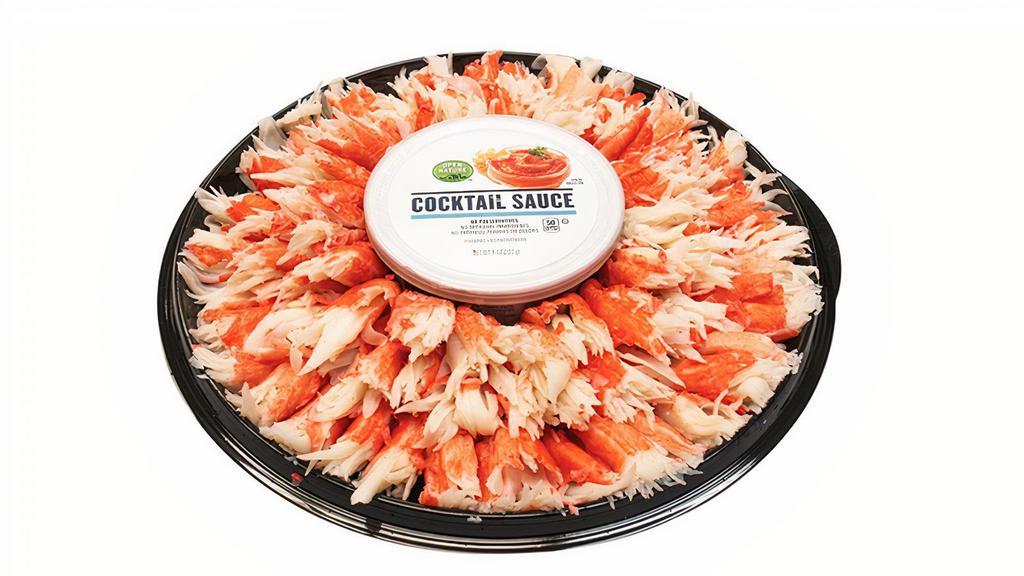 Neptune Alaskan Snow Krab Legs Platter - 32Oz. · A generous 2 lb platter of Surimi Alaska Snow Krab Legs.  Assorted for easy grabbing and  includes crisp lemon wedges and cocktail sauce for dipping. Serves 8-12.