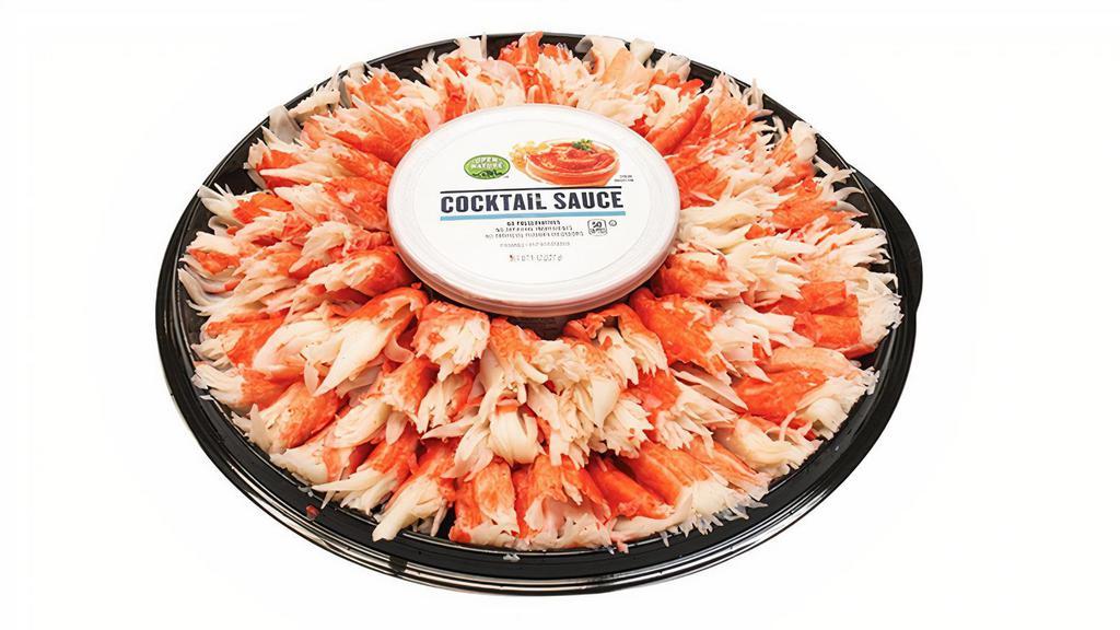 Neptune Alaskan Snow Krab Legs Platter - 16Oz. · A generous 1 lb platter of Surimi Alaska Snow Krab Legs.  Assorted for easy grabbing and  includes crisp lemon wedges and cocktail sauce for dipping. Serves 4-8.