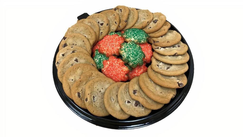 Cookie Platter - Chocolate Chip & Butter Cookies 34Ct · Hand crafted and made fresh each day, this party tray includes a 34 piece assortment of both our popular Chocolate Chip and Butter Cookies. Serves 17-20