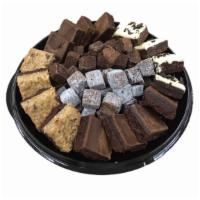 Brownie Platter - Iced Brownies And Brownie Bites 30Ct · A decadent assortment of Fudge, German Chocolate and Cream Cheese iced brownies combined wit...