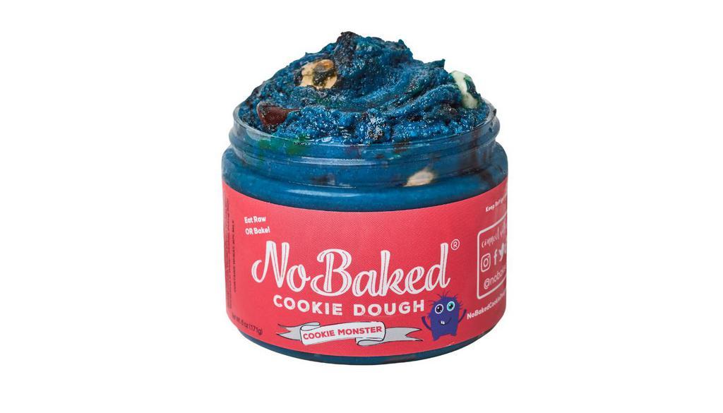 Nobaked Cookie Monster Cookie Dough (6 Oz Jar) · Edible and bakeable cookie dough that tastes homeade. Blue like the Cookie Monster himself, this flavor is filled with chocolate chips, M&M's, and Oreos. A Cookie Dough for those who want it all! This is dough you can eat raw. Or if you're crazy enough to try it, you can bake it too!