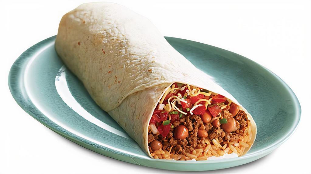 Baja Burrito · Tortilla, rice, beans, your choice of meat, cheese and pico de gallo.