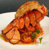 Lobster Linguine · Red Sauce and baby shrimps