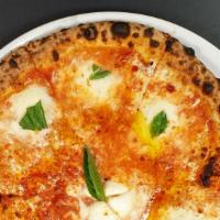 Margherita · Vegan. The classic with tomato sauce, fresh mozzarella cheese, basil and extra virgin olive ...