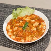 Mapo Tofu · Sichuan style spicy tofu with vegetables.