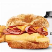 Ham Egg & Cheese Croissan'Wich Combo · Our grab-and-go Ham, Egg & Cheese CROISSAN’WICH® is now made with 100% butter for a soft, fl...