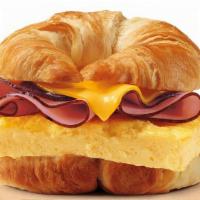 Ham Egg & Cheese Croissan'Wich · Our grab-and-go Ham, Egg & Cheese CROISSAN’WICH® is now made with 100% butter for a soft, fl...