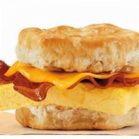 Bacon Egg & Cheese Biscuit · Rise and shine with our Bacon, Egg & Cheese Biscuit. Thick cut naturally smoked bacon, fluff...