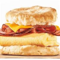 Ham Egg & Cheese Biscuit · Rise and shine with our Ham, Egg & Cheese Biscuit. Succulent black forest ham, fluffy eggs, ...