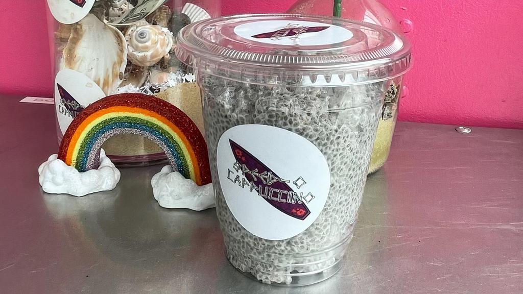 Chia Seed Pudding · Vegan oat milk chia seed pudding with your choice of one topping!