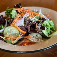 Large House Salad · Carrots,  red onions, cucumbers, sherry vinaigrette.