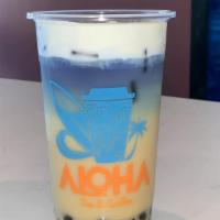 Hawaiian Blue Mint Cheese Foam Tea · Fresh brew from Butterfly Pea flower to give nice blue nature color mixed with green tea, mi...