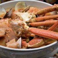 Seafood Soup · Seven different kinds of seafood, scallops, baby shrimp, fish, crab meat oysters, octopus an...