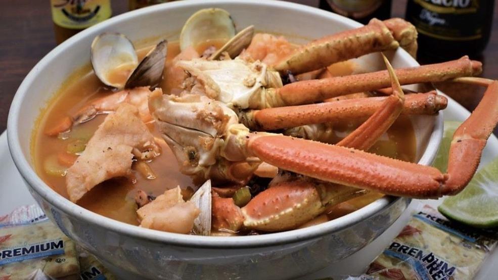 Seafood Soup · Seven different kinds of seafood, scallops, baby shrimp, fish, crab meat oysters, octopus and prawns.
