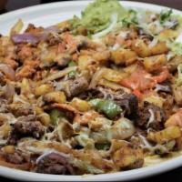 Alambre · Comes with fajita meat chicken and steak or your choice of grilled chicken, asada, al pastor...