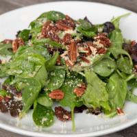 House Salad · Mixed Greens, Late Harvest Riesling Vinaigrette, Toasted Pecans, and Parmesan