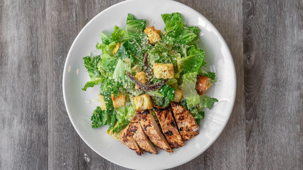 Chicken Caesar Salad · Grilled Chicken Breast, Romaine, House Made Caesar Dressing and Croutons, Parmesan